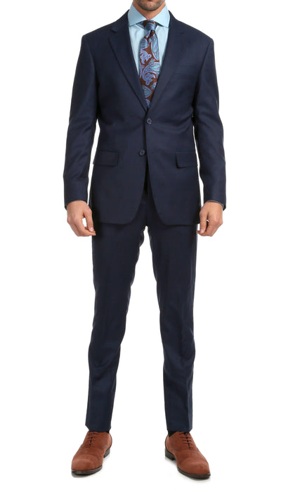 Mason Navy Men's Premium 2pc Premium Wool Slim Fit Suit - Ferrecci USA 