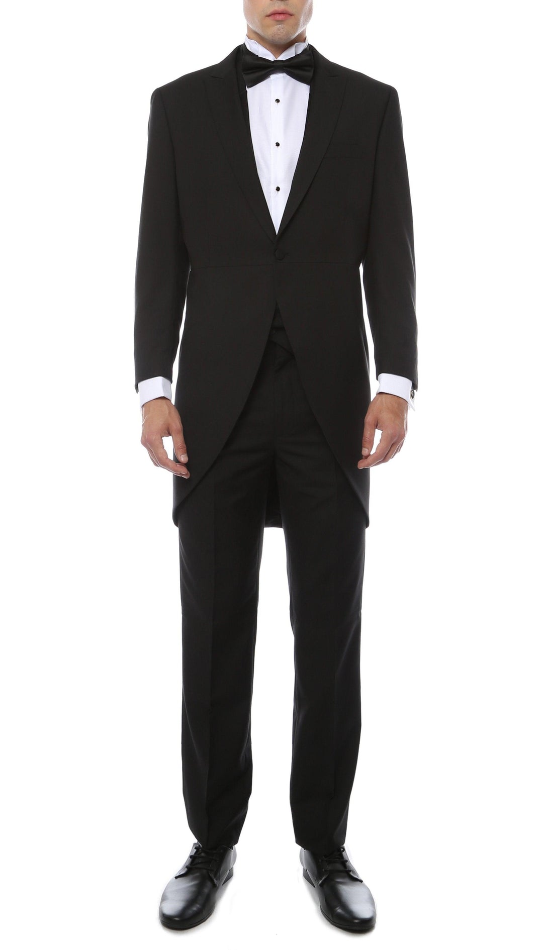 Mens Black Cutaway Regular Fit 2 Piece Tuxedo Suit - Ferrecci USA 