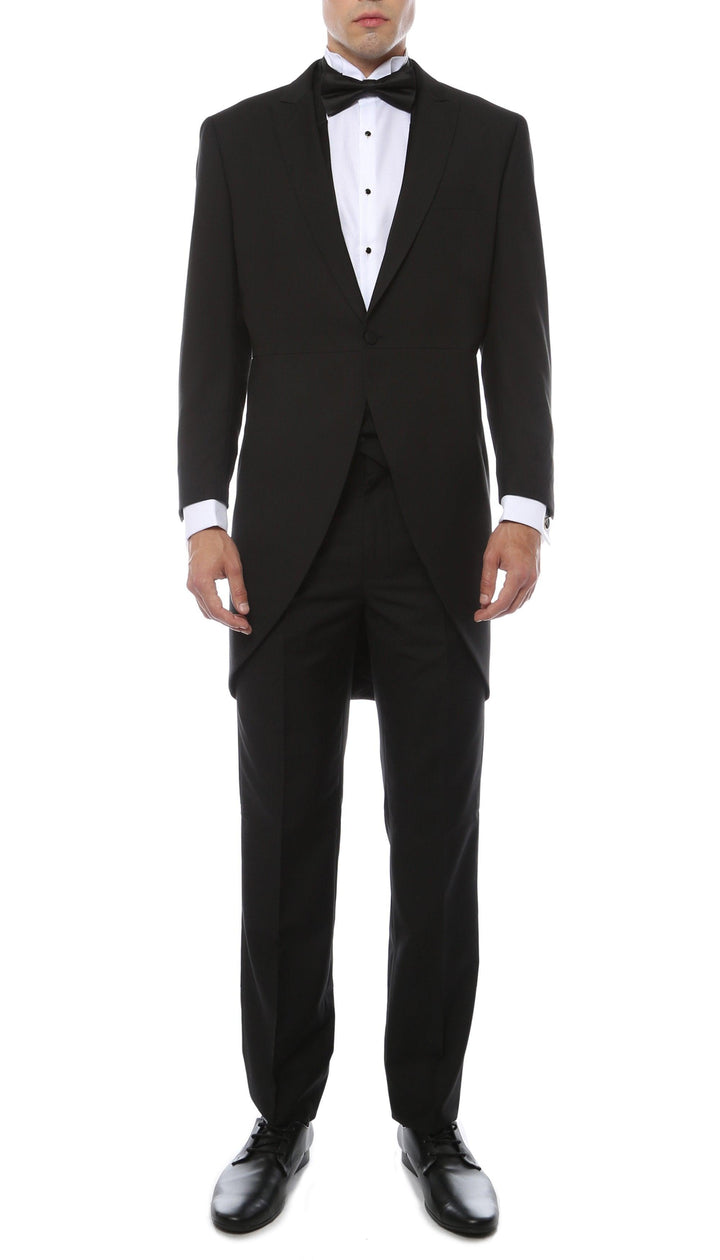 Mens Black Cutaway Regular Fit 2 Piece Tuxedo Suit - Ferrecci USA 