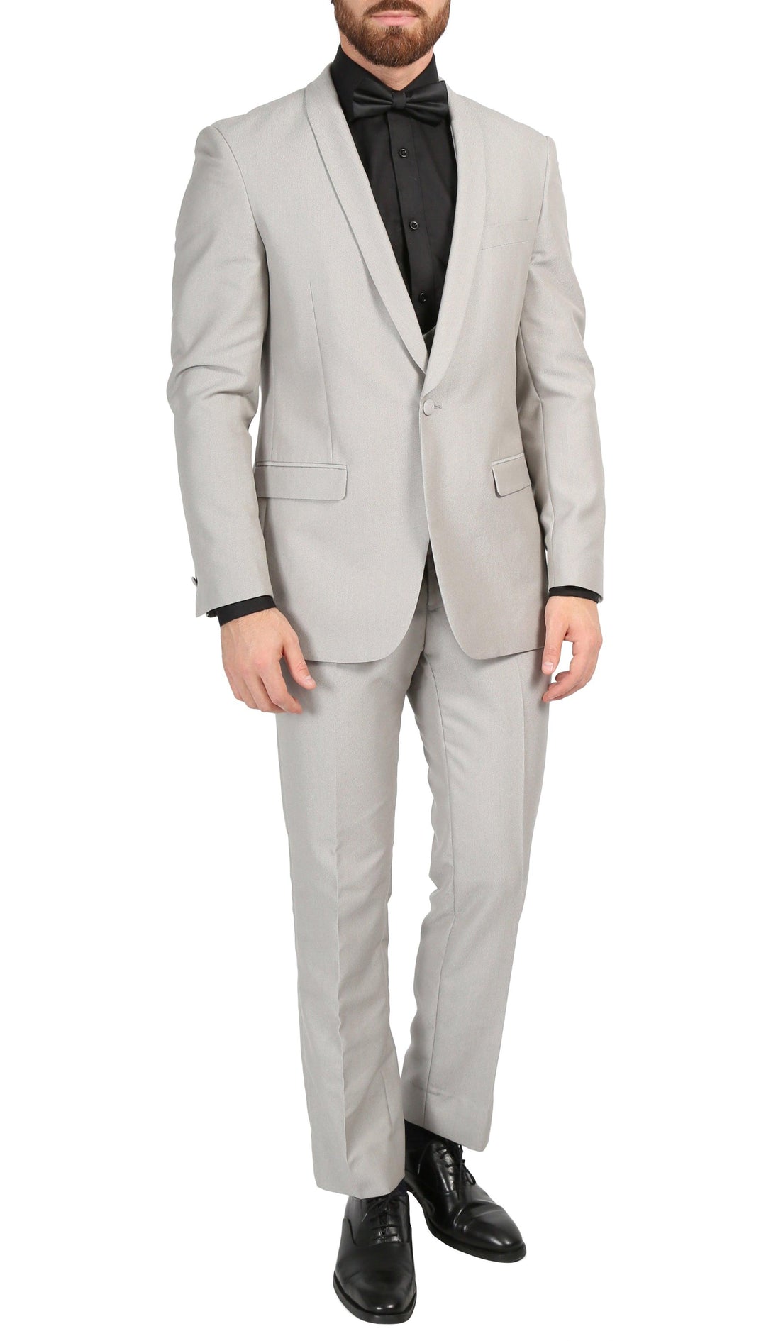 Mens Daxson Grey Slim Fit Shawl Collar 3pc Tuxedo - Ferrecci USA 