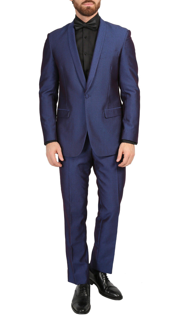 Ferrecci Men's Daxson Navy Slim Fit Shawl Collar 3pc Tuxedo