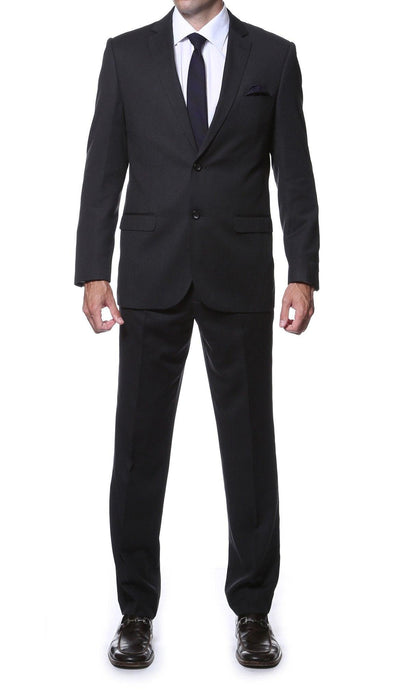 Parker 2 Piece Slim Fit Black Striped Tone on Tone Wool Suit - Ferrecci USA 