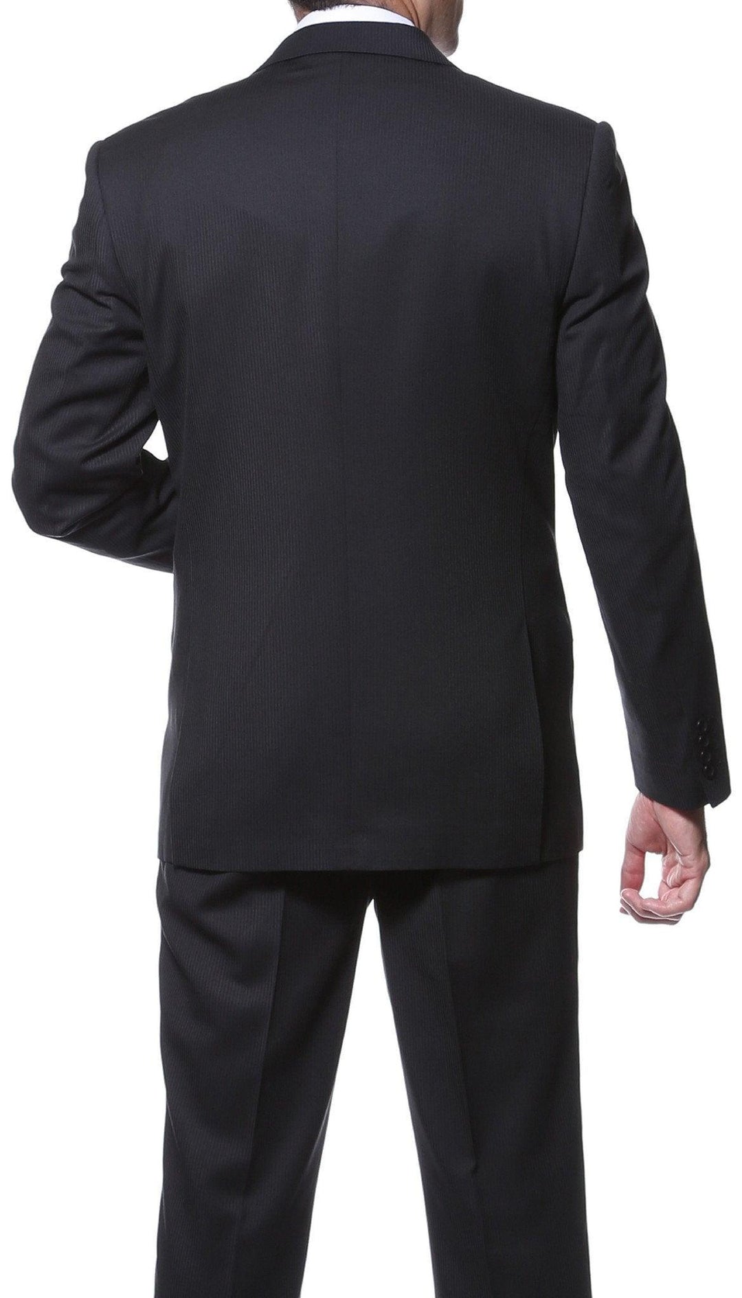 Parker 2 Piece Slim Fit Black Striped Tone on Tone Wool Suit - Ferrecci USA 