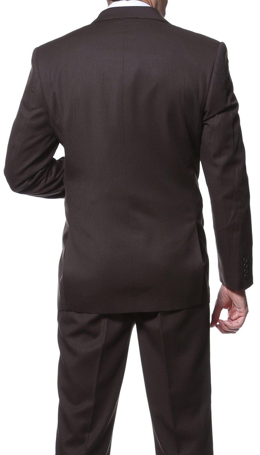 Parker 2 Piece Slim Fit Brown Striped Tone on Tone Wool Suit - Ferrecci USA 