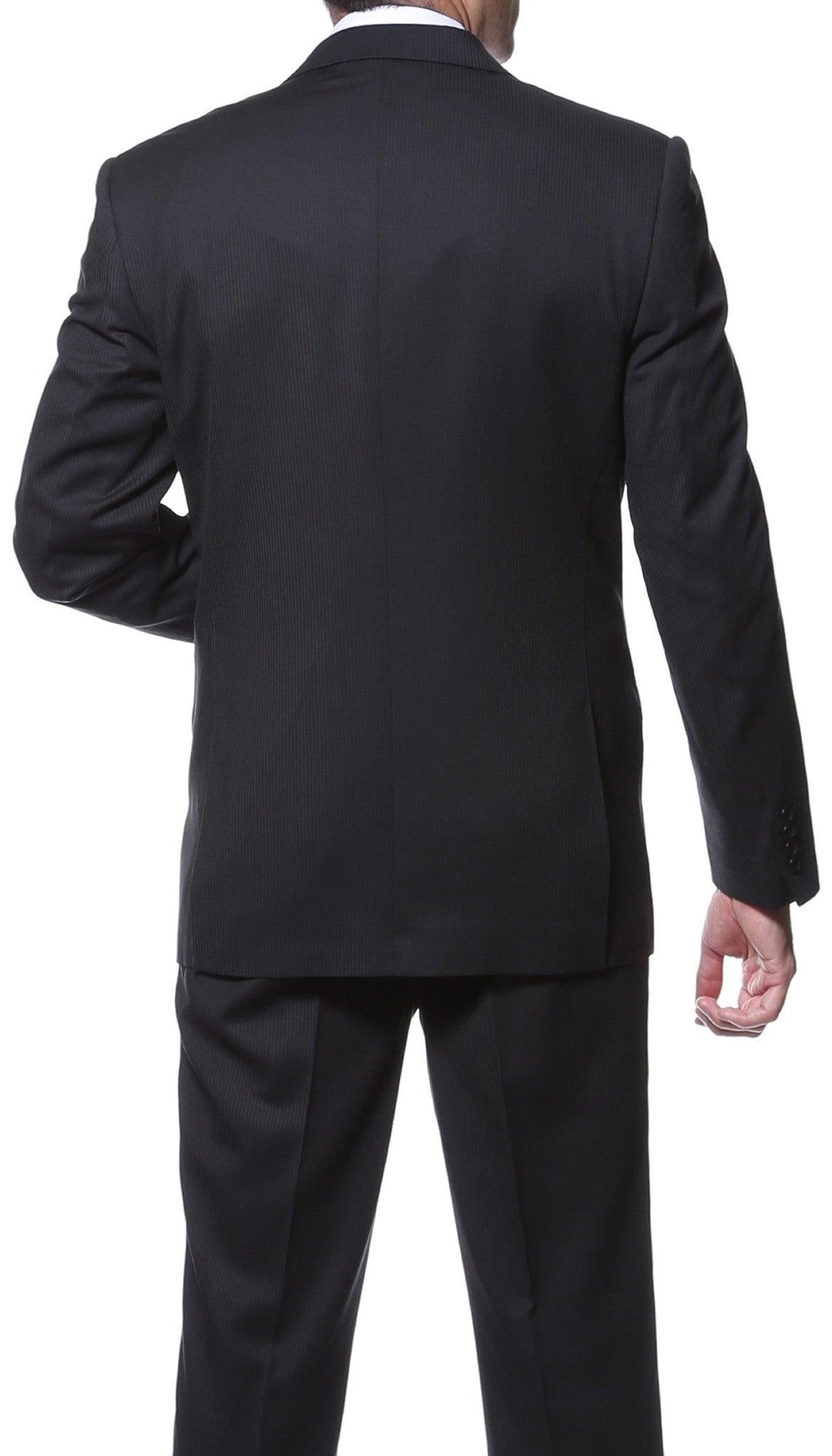 Parker Slim Fit Black Striped Tone on Tone Wool Suit - Ferrecci USA 
