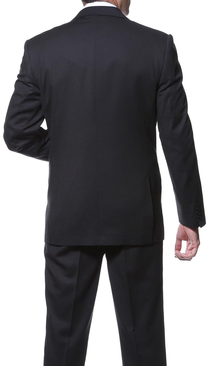 Parker Slim Fit Black Striped Tone on Tone Wool Suit - Ferrecci USA 
