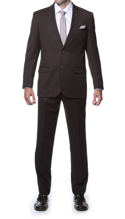 Parker Slim Fit Brown Striped Tone on Tone Wool Suit - Ferrecci USA 