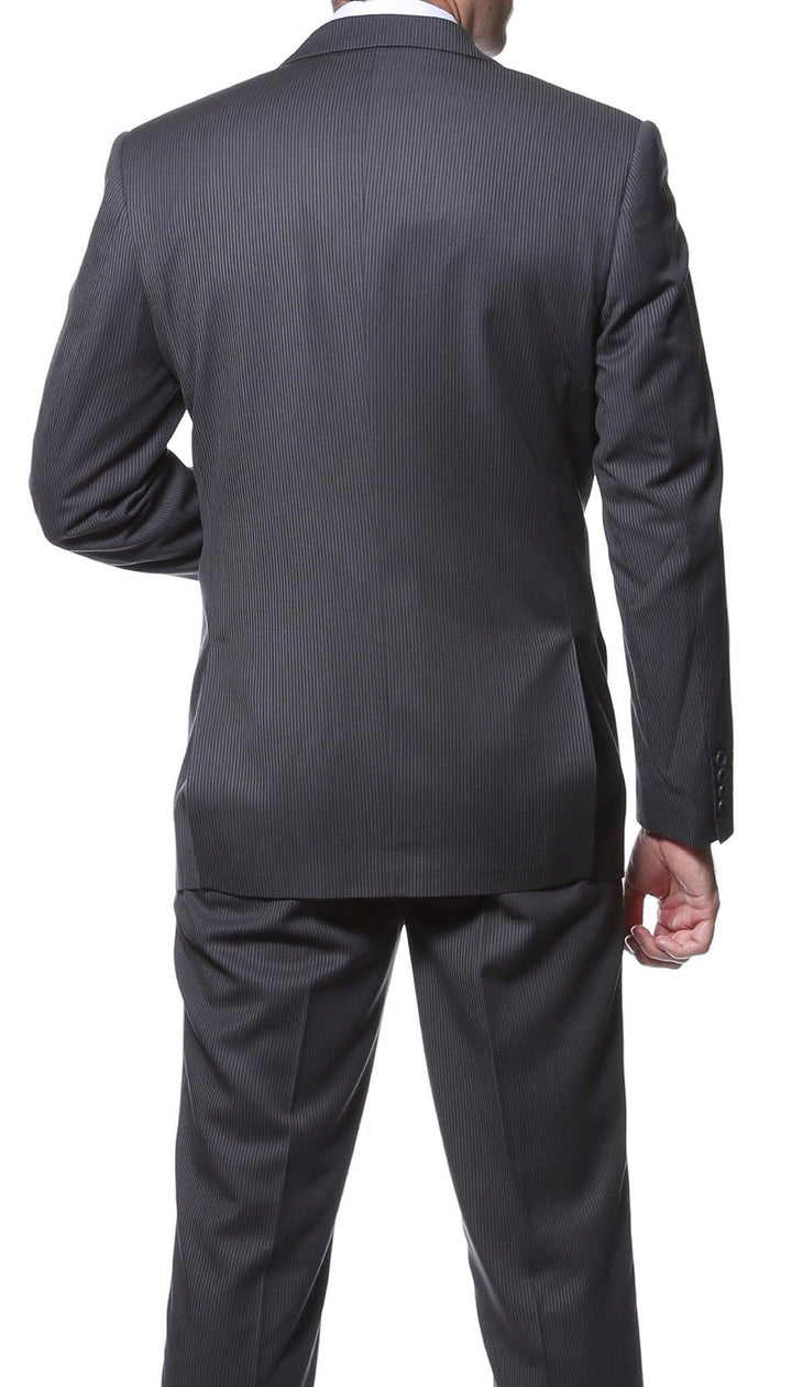 Parker Slim Fit Charcoal Striped Tone on Tone Wool Suit - Ferrecci USA 