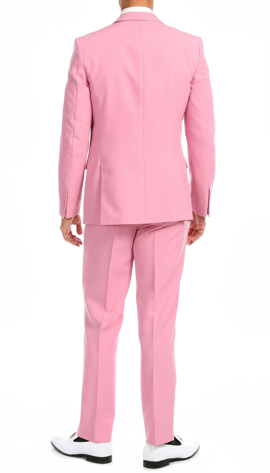 Paul Lorenzo Mens Pink Slim Fit 2 Piece Suit 50R / Pink