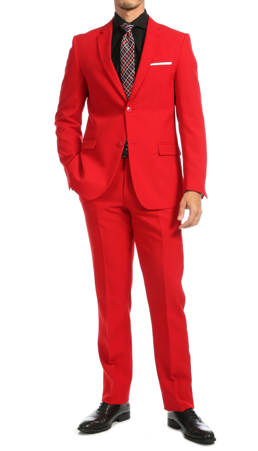 Paul Lorenzo Mens Red Slim Fit 2 Piece Suit 54L/48W