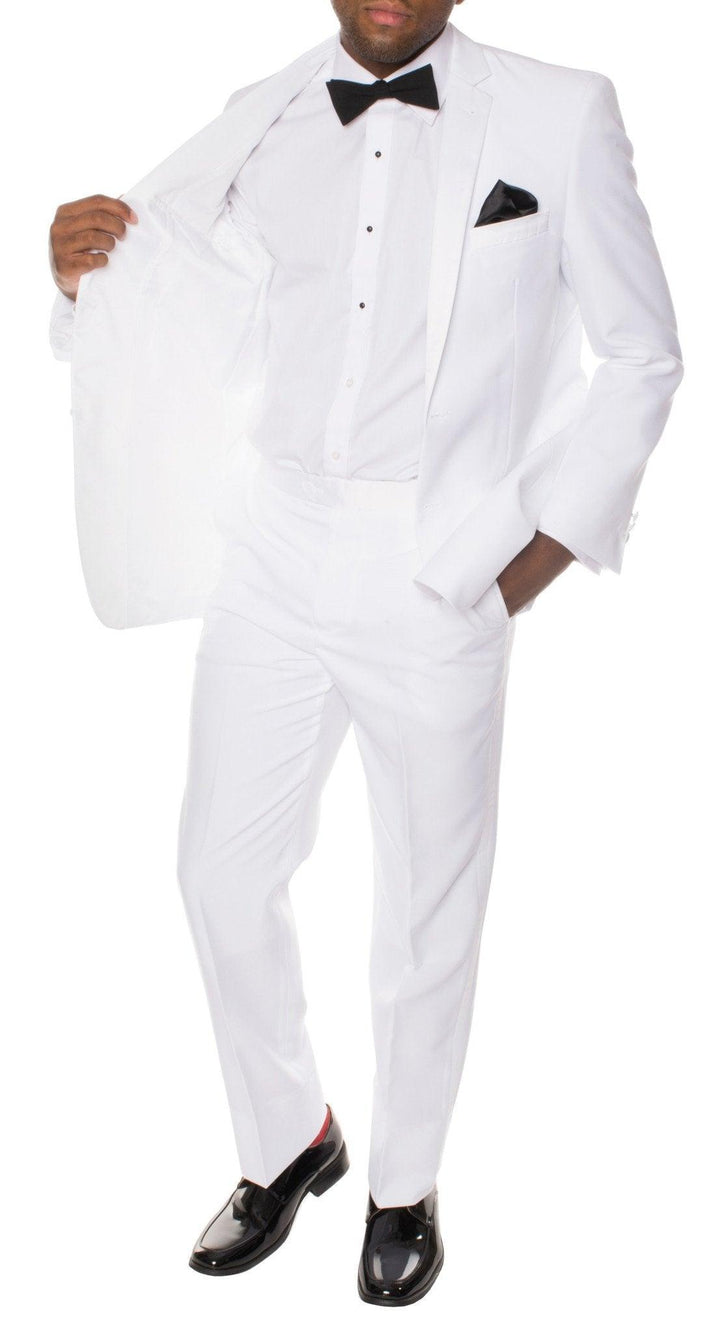 Paul Lorenzo Mens White Slim Fit 2 piece Tuxedo - Ferrecci USA 