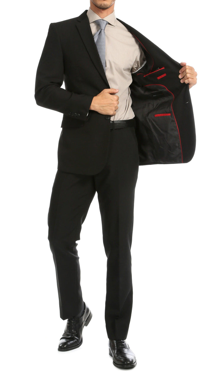 PL1969 Mens Black Slim Fit 2pc Suit - Ferrecci USA 