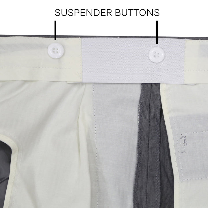 Premium Charcoal Regular Fit Suspender Ready Formal &amp; Business Pants - Ferrecci USA 