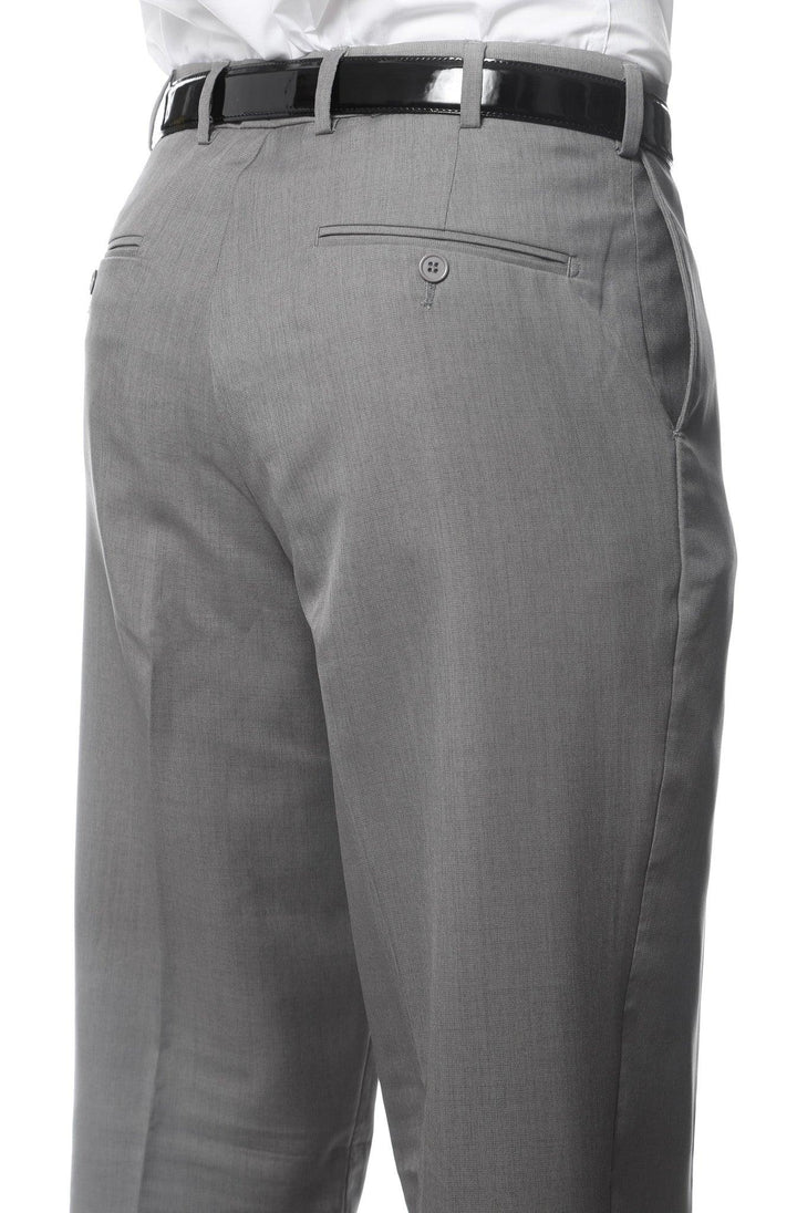 Premium Grey Regular Fit Suspender Ready Formal &amp; Business Pants - Ferrecci USA 