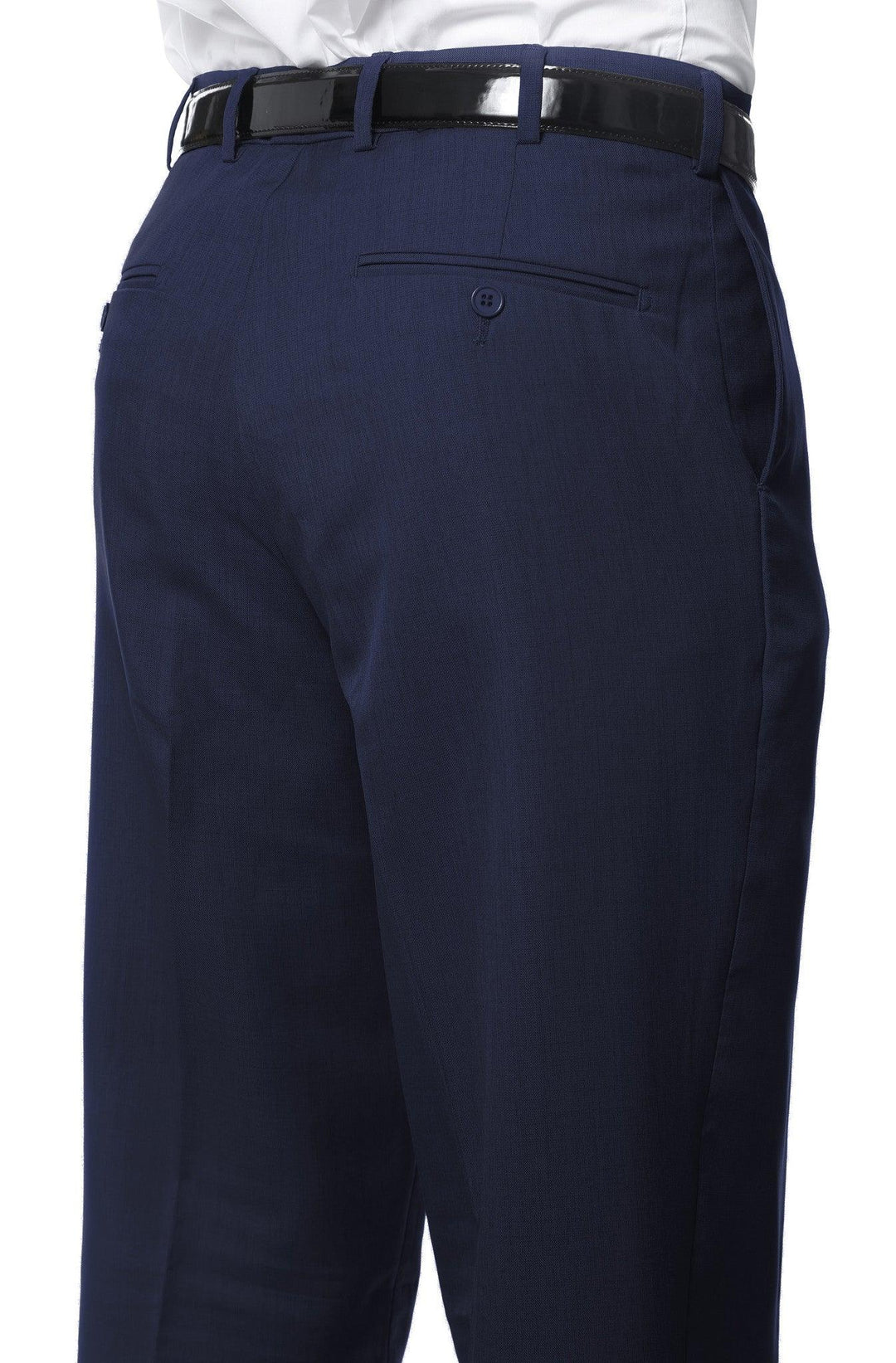 Premium Navy Regular Fit Suspender Ready Formal &amp; Business Pants - Ferrecci USA 