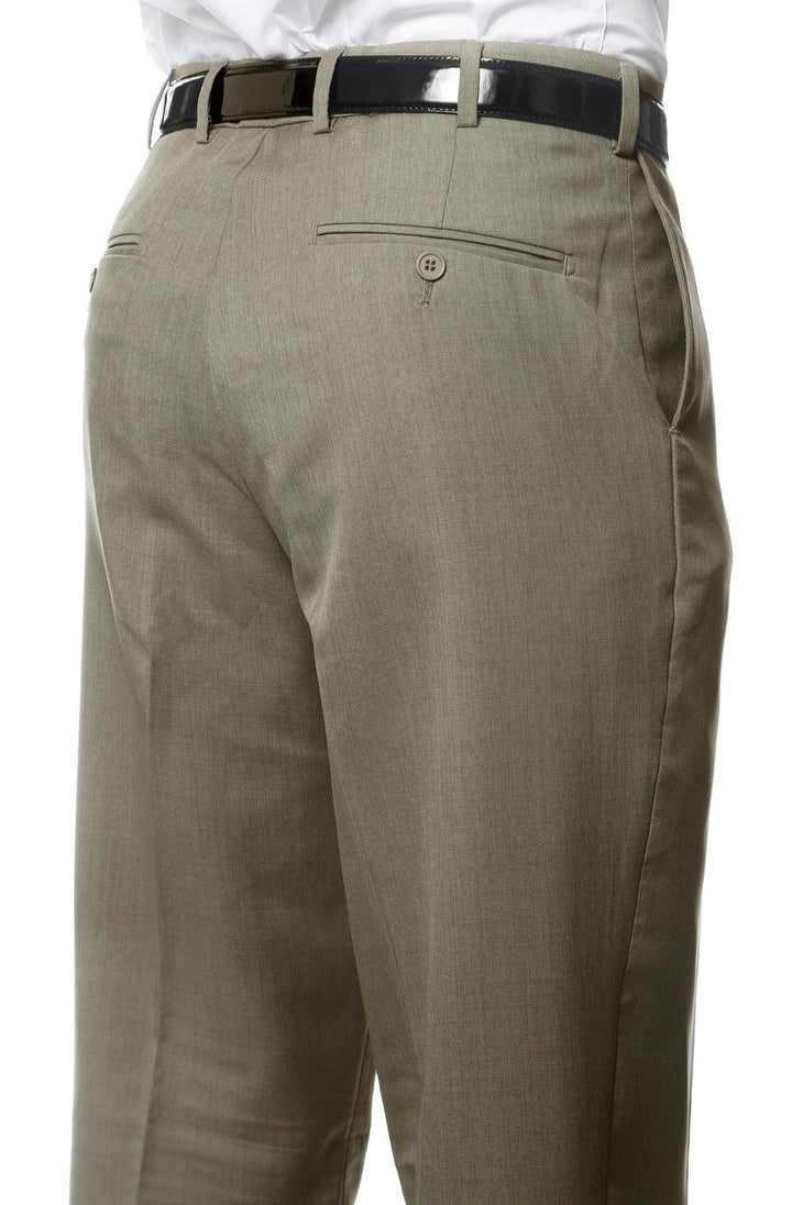 Premium Tan Regular Fit Suspender Ready Formal &amp; Business Pants - Ferrecci USA 