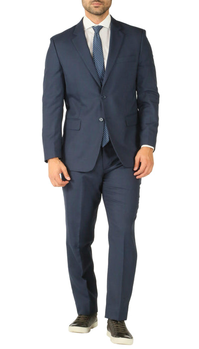 Rod Premium Blue Wool 2 Piece Suit Stain Resistant Traveler Suit - w 2 Pairs of Pants - Ferrecci USA 