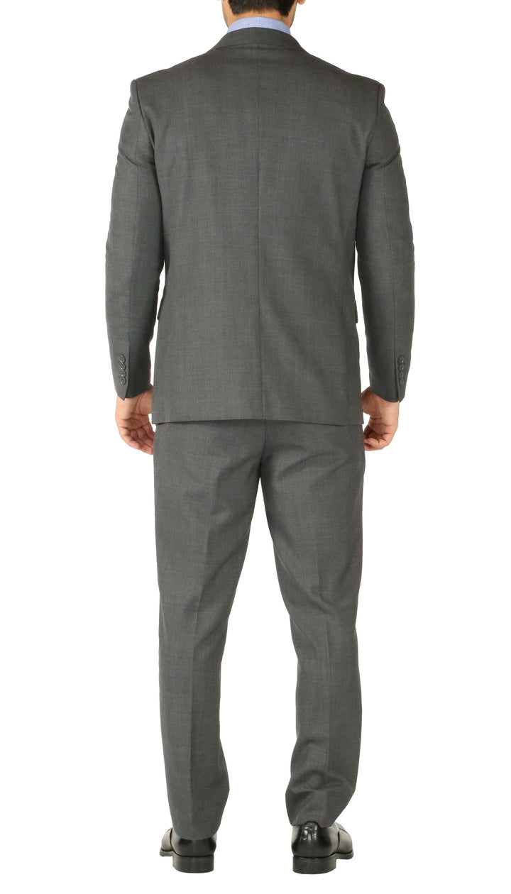 Rod Premium Grey Wool 2pc Stain Resistant Traveler Suit - w 2 Pairs of Pants - Ferrecci USA 