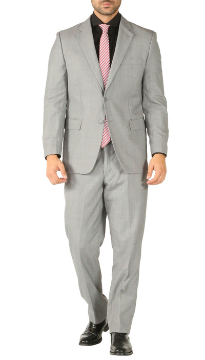 Rod Premium Light Grey Wool 2 Piece Suit Stain Resistant Traveler Suit - w 2 Pairs of Pants - Ferrecci USA 