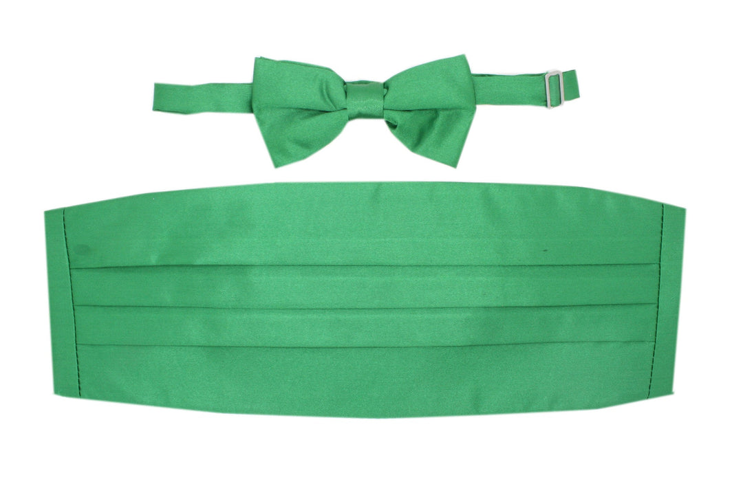 Satine Green Bow Tie &amp; Cummerbund Set