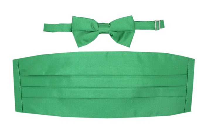 Satine Green Bow Tie &amp; Cummerbund Set