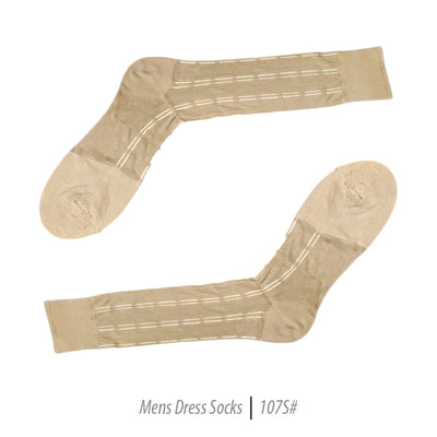 Men's Short Nylon Socks 107S - Kahaki/Bone - FHYINC best men's suits, tuxedos, formal men's wear wholesale