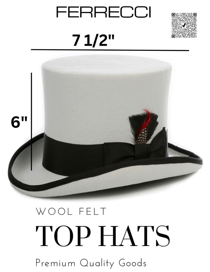 Grey &amp; Black Wool Felt Top Hat for Men | Ferrecci