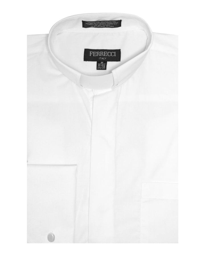 White long sleeve clergy shirt with French cuffs