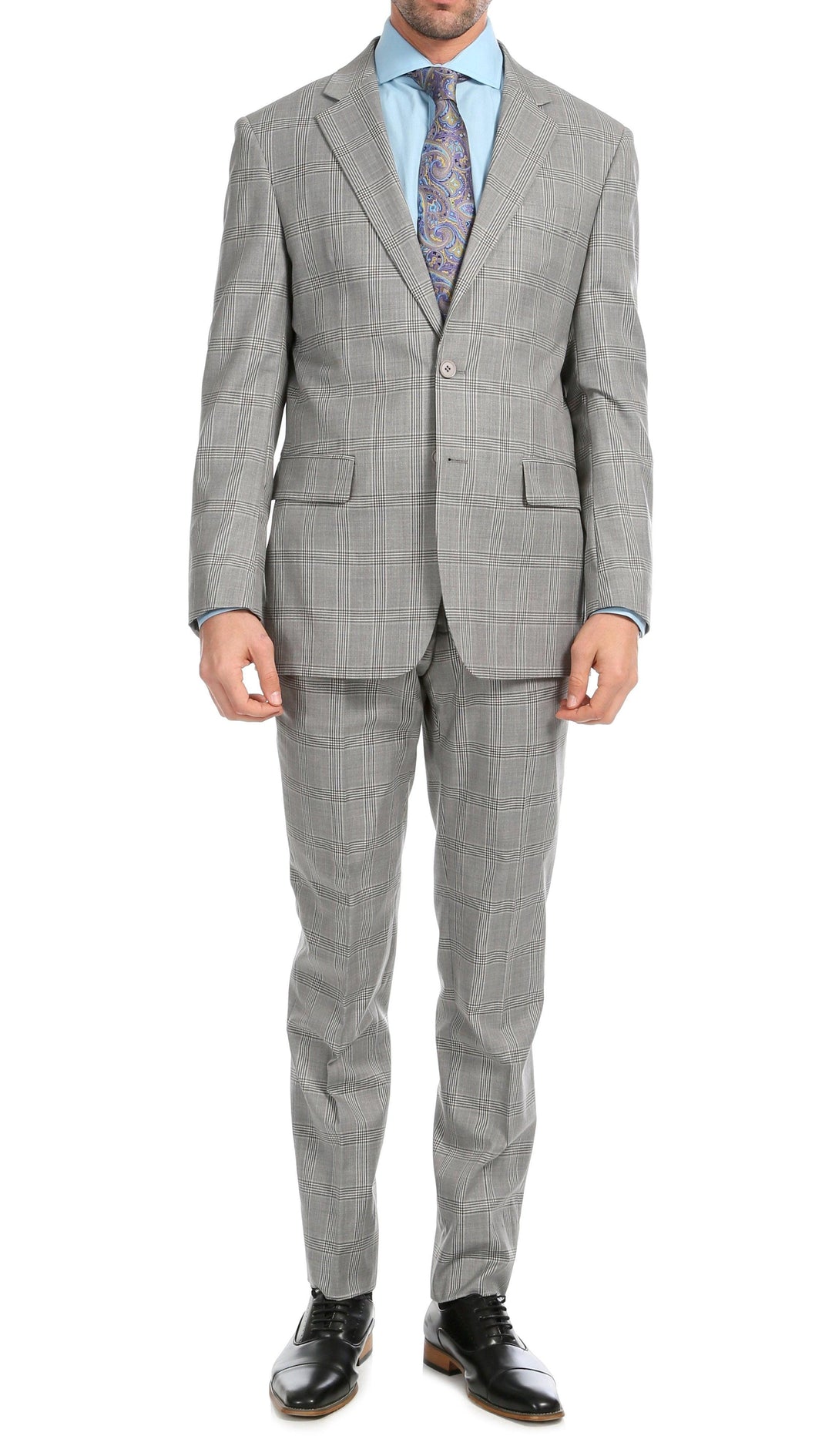 Yves Light Grey Plaid Check Men&