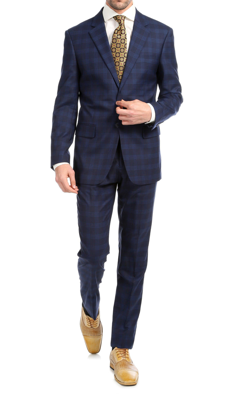 Yves Navy Blue Plaid Check Men&