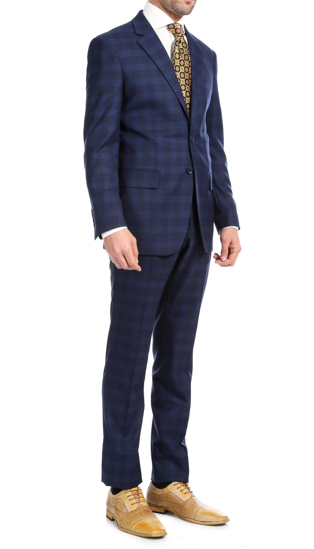 Yves Navy Blue Plaid Check Men&