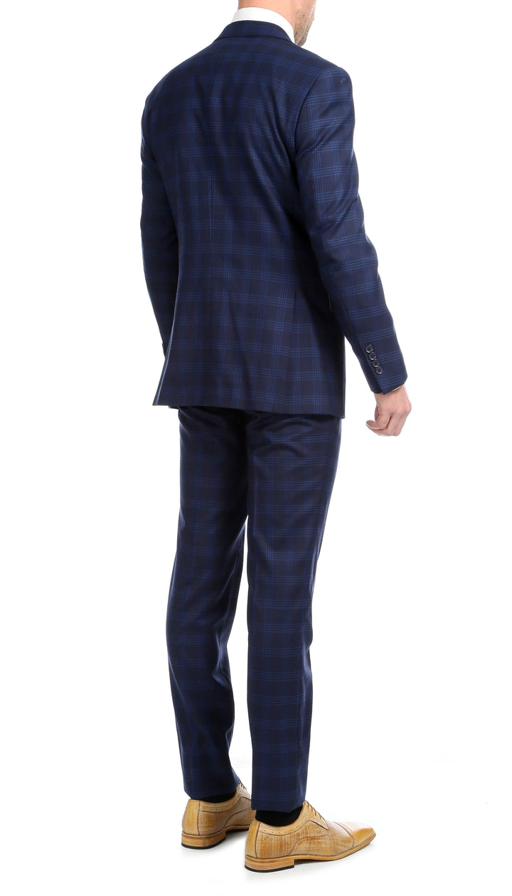 Yves Navy Blue Plaid Check Men&