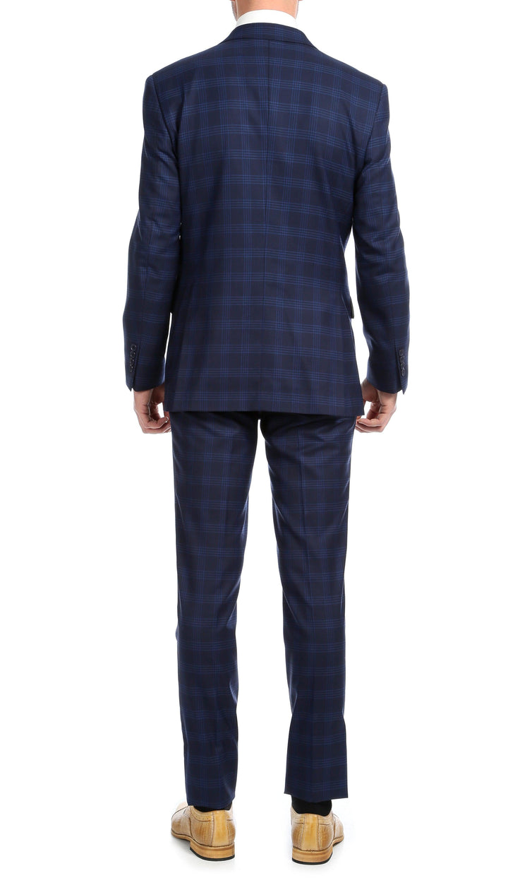Yves Navy Blue Plaid Check Men&