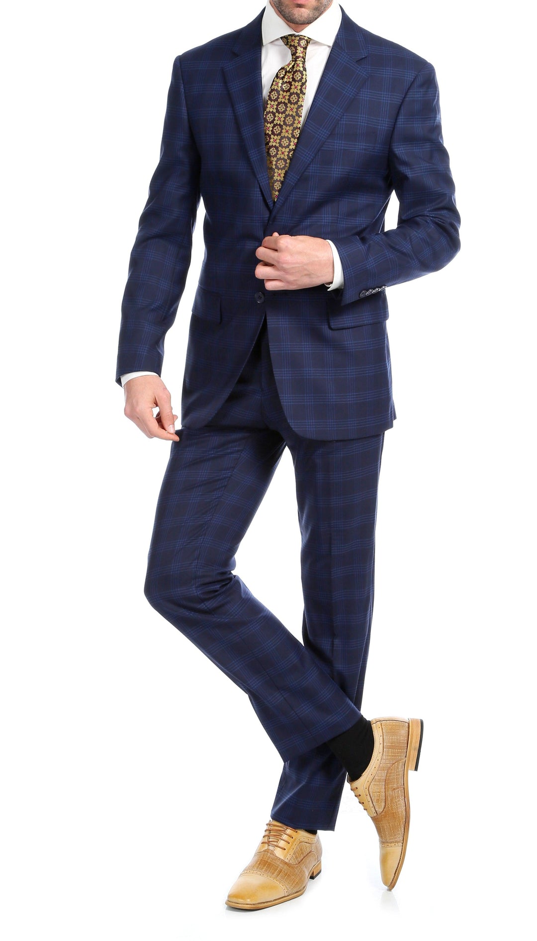 Yves Navy Blue Plaid Check Men&