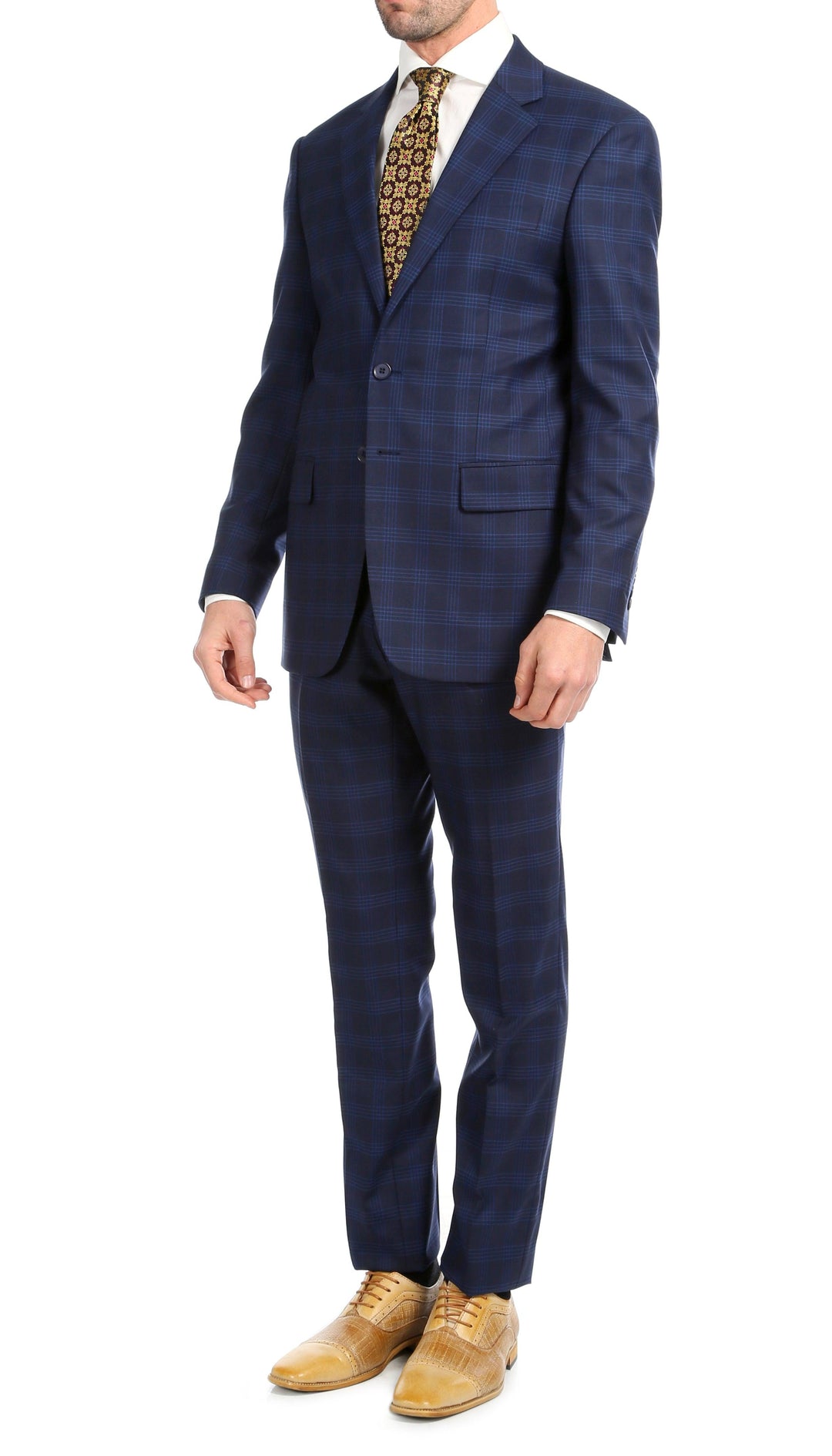 Yves Navy Blue Plaid Check Men&