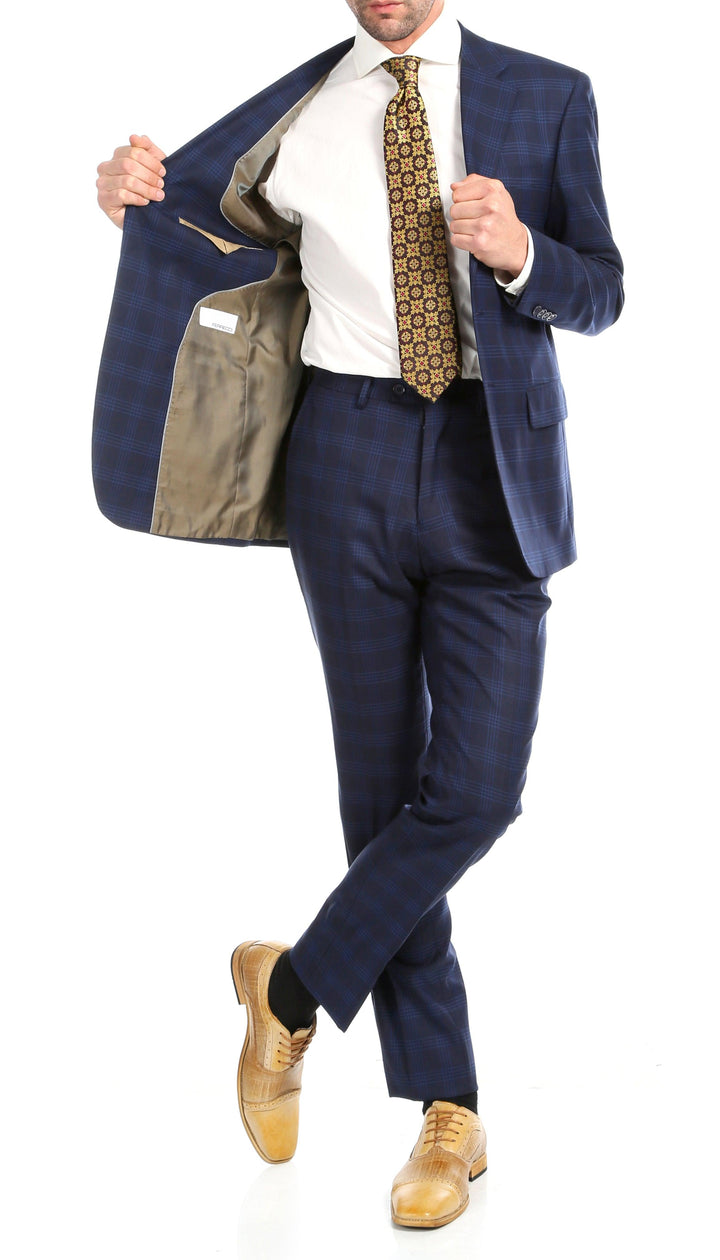 Yves Navy Blue Plaid Check Men&