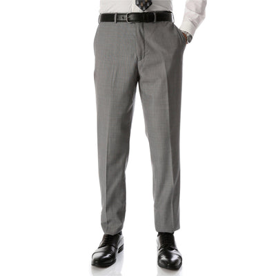 Ben Light Grey Wool Blend Modern Fit Traveler Pants - Ferrecci USA 