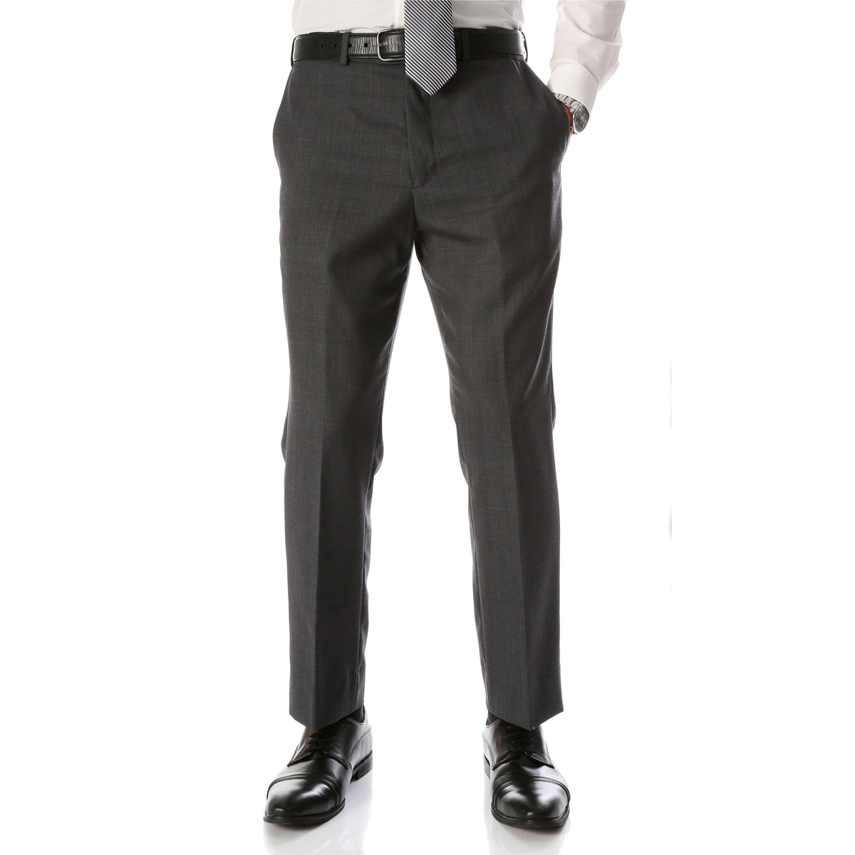 Ben Medium Grey Wool Blend Modern Fit Traveler Pants | Grey Wool Pants ...