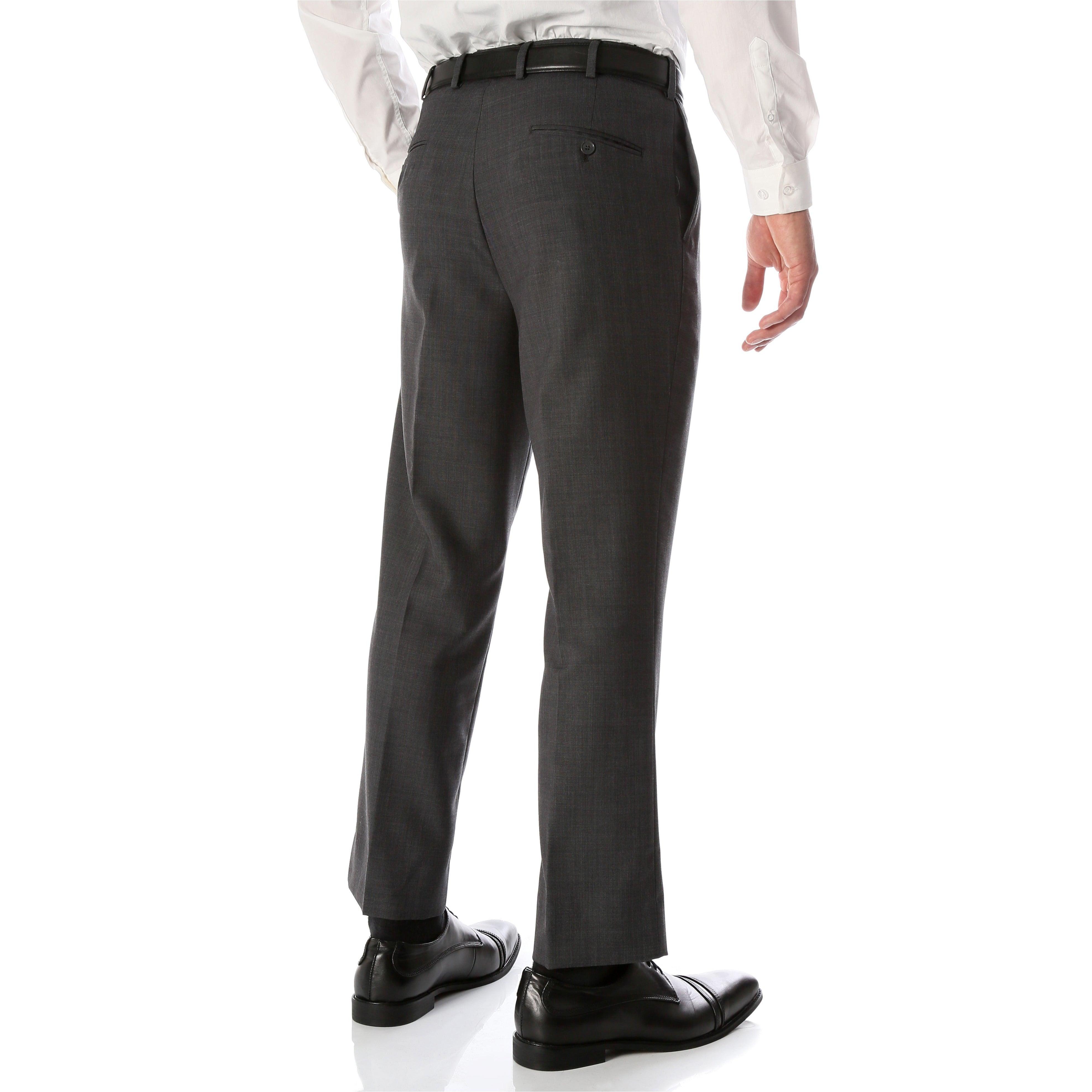 Ben Medium Grey Wool Blend Modern Fit Traveler Pants | Grey Wool Pants for  Men