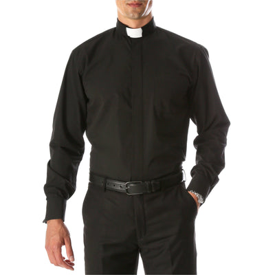 Black Clergy Deacon Bishop Priest Mandarin Collar Shirt | Bishop Priest Shirts - Ferrecci USA 