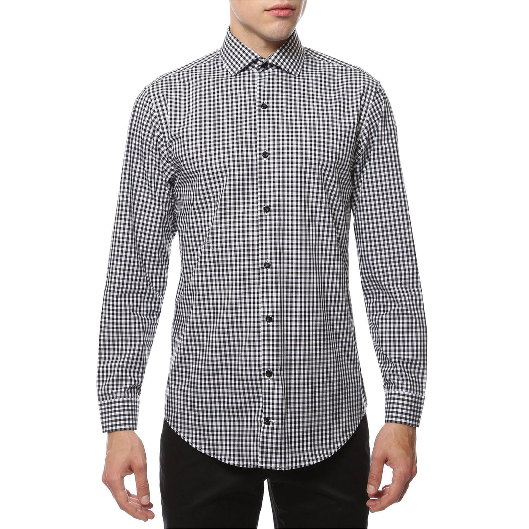 Black Gingham Check Slim Fit Shirt