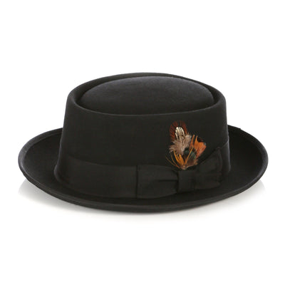 Black Wool Pork Pie Hat - Ferrecci USA 