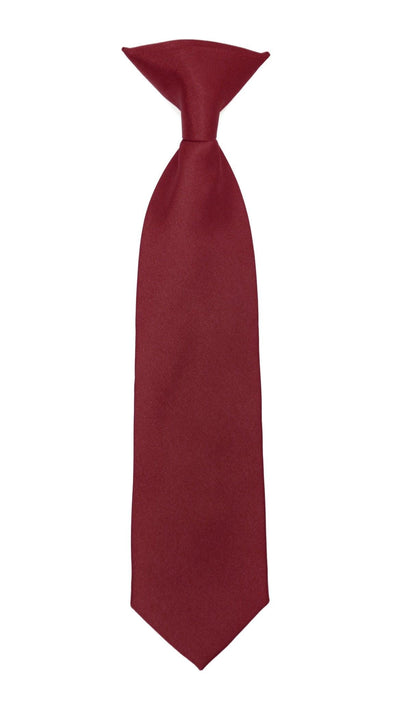 Boys 13" Premium Burgundy Clip On Necktie - Ferrecci USA 