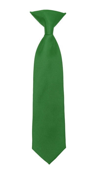 Boys 13" Premium Green Clip On Necktie - Ferrecci USA 