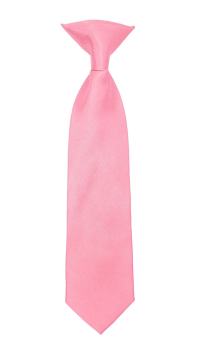 Boys 13" Premium Pink Clip On Necktie - Ferrecci USA 