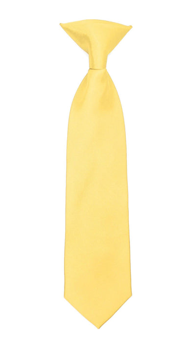 Boys 13" Premium Yellow Clip On Necktie - Ferrecci USA 