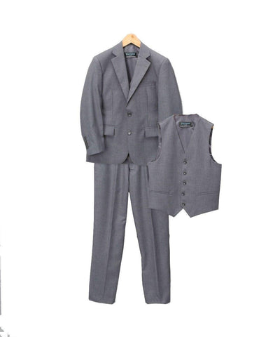 Boys Premium Medium Grey Vested 3 Piece Suit - Ferrecci USA 