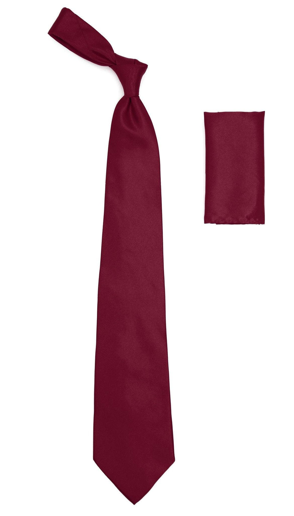 Burgundy Satin Mens Regular Fit Shirt, Tie & Hanky Set