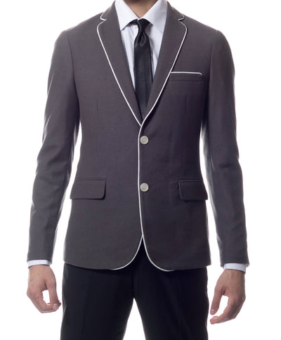 Capri Grey Ultra Slim Fit Knit Mens Blazer - Ferrecci USA 