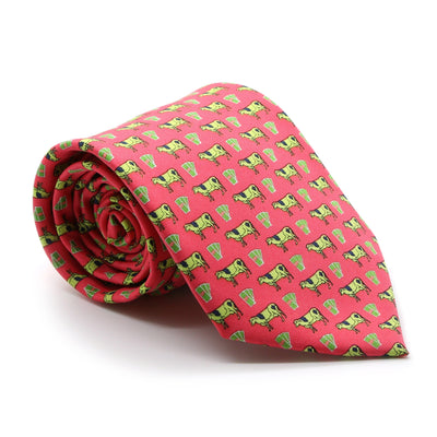 Cash Cow Coral Necktie with Handkerchief Set - Ferrecci USA 